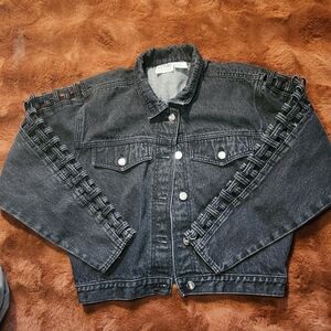 Stefano Black Denim Jacket with Unique Sleeve Design